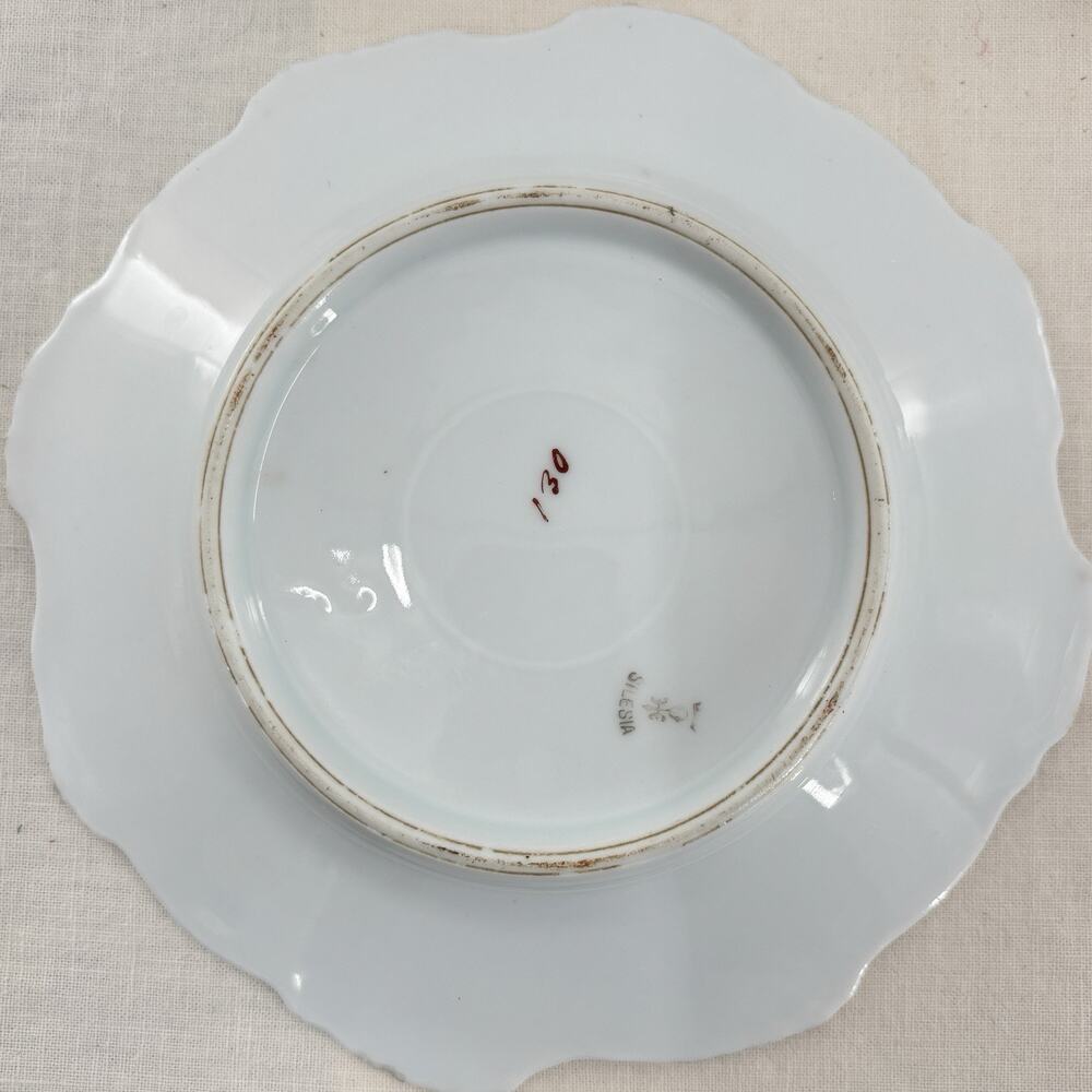Antique Hermann Ohme Silesia Porcelain Plates Lot 8 Floral Gilt Mismatched Set - Picture 6 of 16